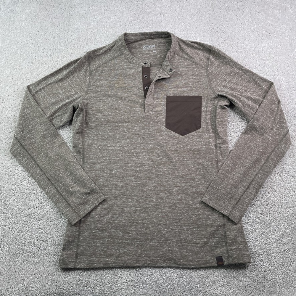 Outdoor Research Shirt Mens Medium Brown Westport Snap Henley Performance Hiking